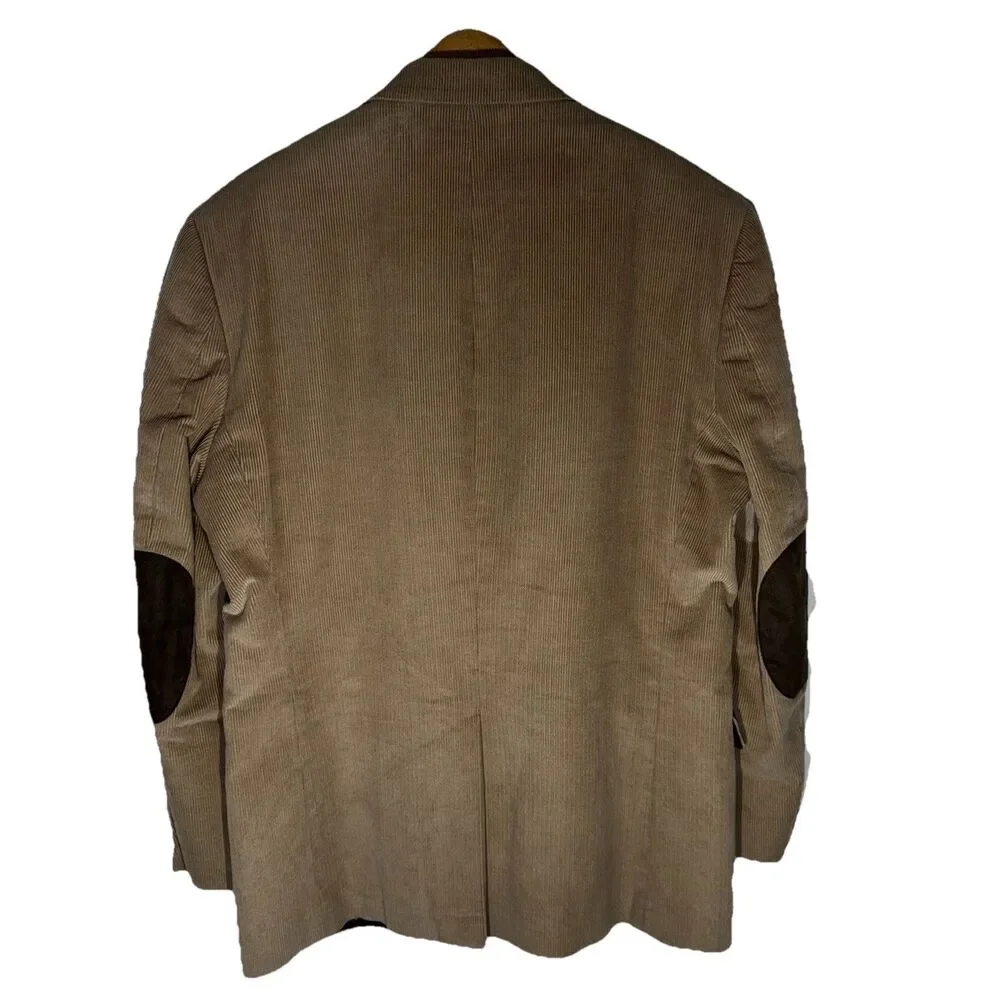 * Chaps Ralph Lauren Corduroy Blazer Men 40R Tan Sport Coat Elbow Patches